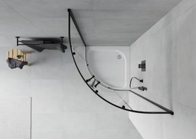 Mexen Rio halfronde douchecabine 70 x 70 cm, transparant, zwart + douchebak, wit - 863-070-070-70-00-4710