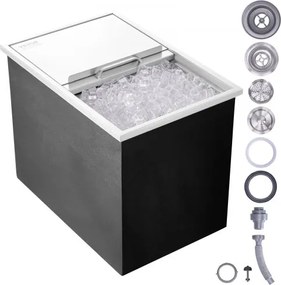 VEVOR 109,48 L inbouw-ijsbox, 683 x 455 x 536 mm roestvrijstalen ijskoeler, commerciële ijscontainer met schuifdeksel, ingebouwde ijskast, afvoerpijp en afvoerplug inbegrepen