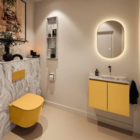 Mondiaz Ture DLux toiletmeubel 60cm ocher met wastafel glace rechts zonder kraangat