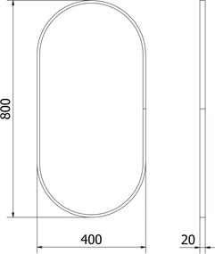 Mexen Loft ovale badkamerspiegel 80 x 40 cm, zwarte lijst - 9851-080-040-000-70