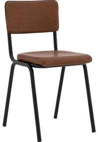 Goossens Eetkamerstoel Chaplin cognac leer leuning, urban industrieel