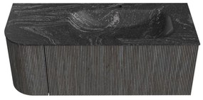 Mondiaz Kurve-dlux 115cm badmeubel ronding links shadow met 1 lade en deur en wastafel big small kraangat rechts lava