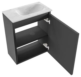 Mondiaz Ture DLux toiletmeubel 40cm dark grey met wastafel opalo rechts met kraangat