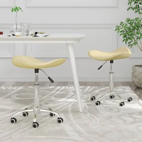 vidaXL Eetkamerstoelen draaibaar 2 st kunstleer crèmekleurig