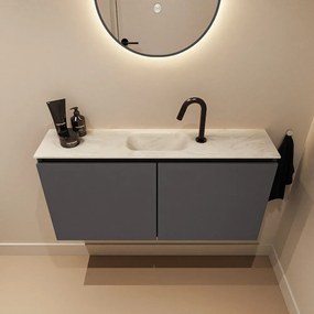 Mondiaz Ture DLux toiletmeubel 100cm dark grey met wastafel ostra midden met kraangat