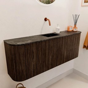Mondiaz Joya DLux 115cm toiletmeubel ronding links/rechts walnut met wastafel faye midden zonder kraangat lava