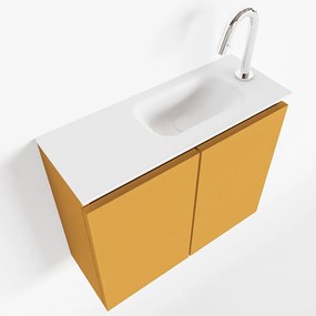 Mondiaz Ture 60cm toiletmeubel ocher met wastafel talc rechts 1 kraangat