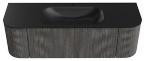 Mondiaz Kurve 140cm badmeubel ronding links/rechts shadow met 1 lade en 2 deuren en wastafel big small midden 1 kraangat urban