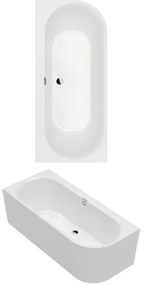 Villeroy & Boch Oberon 2.1 Back-to-wall bad voor hoekinbouw links - 1800 x 800 mm - glans wit Alpin (wit) ubq180obn9cl00vd01