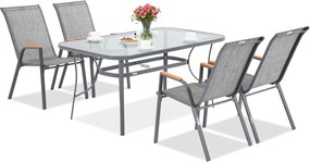 Metalen tuinmeubelen Modena/Bitonto voor 4 personen Garden Point grijs