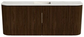 Mondiaz Joya DLux 105cm toiletmeubel ronding links/rechts walnut met wastafel faye midden 1 kraangat ostra