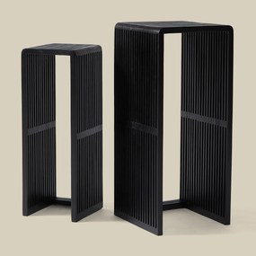 Zuilen Set Teak Latjes Zwart