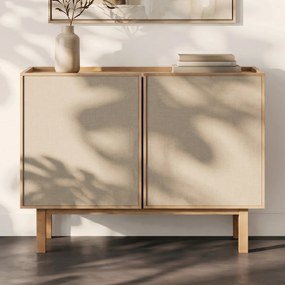 Kastje Eiken Met Stoffen Deuren 90 Cm - 90x40x60cm.