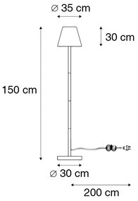 Buitenlamp met dimmer Smart vloerlamp met dimmer zwart met witte kap 35 cm IP65 incl. LED - Virginia Design E27 IP65 Buitenverlichting