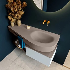 Mondiaz Riva badmeubel 120cm Clay met 1 lade en wastafel rechts 0 kraangaten Smoke