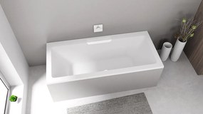 Polysan Monolith Cascata half vrijstaand bad met witte waterval uitloop 185x85cm