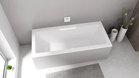 Polysan Monolith Cascata half vrijstaand bad met witte waterval uitloop 185x85cm