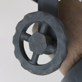 Industriële plafondSpot / Opbouwspot / Plafondspot hout met grijs 2-lichts draai- en kantelbaar - Gearwood Industriele / Industrie / Industrial E27 rond Binnenverlichting Lamp