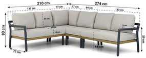 Hoek loungeset 6 personen Aluminium Grijs  Santika Furniture Santika