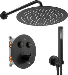 Inbouw regendoucheset Rea Lungo Black met thermostaat + BOX