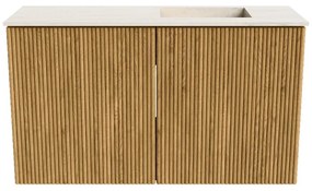 Mondiaz Joya DLux 70cm toiletmeubel oak met wastafel faye rechts zonder kraangat meli