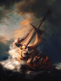 Kunstdruk The Storm on the Sea of Galilee (Vintage Boat) - Rembrandt, (30 x 40 cm)