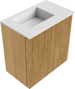 Mondiaz Joya 40cm toiletmeubel oak met wastafel faye links 1 kraangat talc