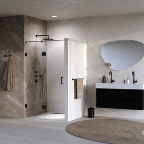 Brauer Void profielloze nisdeur 110cm met draaideur 60cm aan glas zwart mat