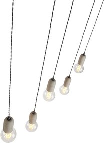 Industriële hanglamp zwart met beton 5-lichts - Cavoba