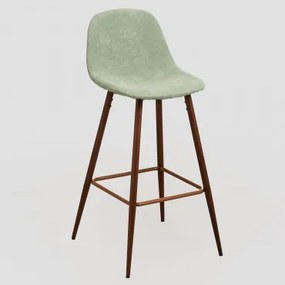 Hoge kruk van Glamm-corduroy Groen – mint & ↑75 cm & Donker hout - Sklum