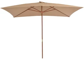vidaXL Parasol met houten paal 200x300 cm taupe