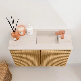 Mondiaz Joya DLux 60cm toiletmeubel oak met wastafel faye rechts 1 kraangat meli