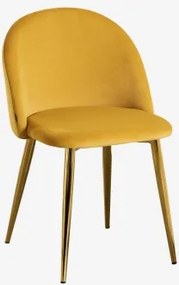 Kana Gestoffeerde Eetkamerstoel En Staal Goud & Fluwelen Mustard & Fluwelen - Sklum