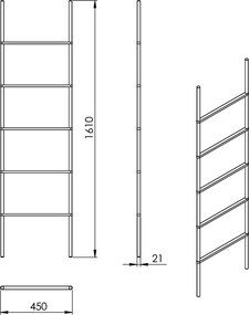 Gedy Kenta handdoek ladder 45x160cm zwart/bamboe