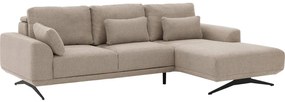 Goossens Excellent Bank Princess bruin, stof, 2,5-zits, elegant chic met chaise longue rechts