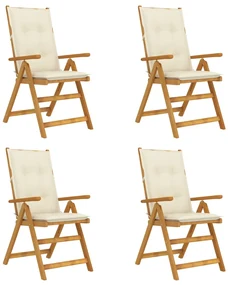vidaXL Tuinstoelen 4 st verstelbaar met kussens massief acaciahout