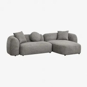2-delige Modulaire Chaise Longue-bank Rechts, In Coco Chenille Granietgrijs Dik Chenilledoek - Sklum