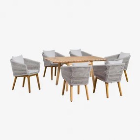 Houten Uitschuifbare Tafelset (90-150x90 Cm) Naele En 6 Barker Eetkamerstoelen Ijsgrijs - Sklum