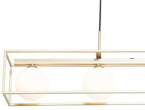 Design hanglamp goud met wit glas 4-lichts - Aniek