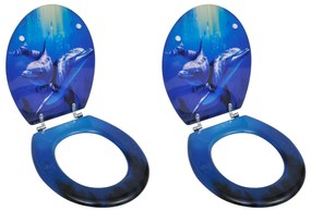 vidaXL Toiletbrillen met deksel 2 st dolfijn MDF