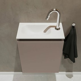 Mondiaz Ture 40cm toiletmeubel smoke met wastafel talc links 1 kraangat