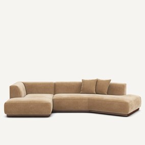 Hoekbank links open in stonewashed fluweel, JACOPO