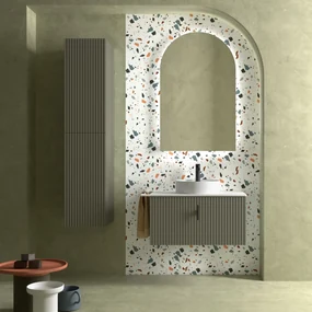 Muebles Raya onderkast ribbelfront 80cm met 1 softclose lade en binnenlade legergroen