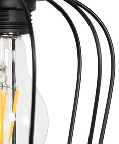 Smart hanglamp zwart met hout incl. 4 Wifi A60 - Stronk