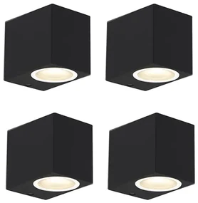Buitenlamp Set van 4 Moderne wandlampen zwart IP44 - Baleno Modern GU10 IP44 Buitenverlichting