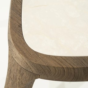 Eleonora Fred Bijzettafel Hout Met Marmer - 45 X 38cm.