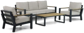 Stoel en Bank Loungeset 5 personen Aluminium/Polywood (teakfinish) Grijs Lifestyle Garden Furniture Bilbao