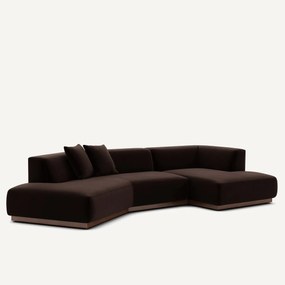 Rechter open hoekbank in fluweel, Jacopo