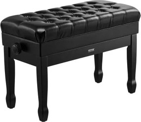 VEVOR Pianobank, 750x360x515 mm, Duet Keyboard Pianostoel, 51 tot 59 cm Verstelbare Hoogte, Gevoerd Kussen, Opbergvak voor Muziekboeken, Houten Pianobank, voor Kaptafel, Slaapkamer
