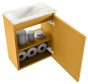 Mondiaz Ture DLux toiletmeubel 40cm ocher met wastafel frappe links zonder kraangat